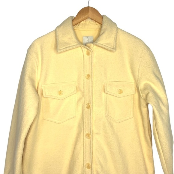 Joie Womens Fleece Long Sleeve Button Up Jacket Medium Yellow Shacket Pockets - Picture 3 of 7